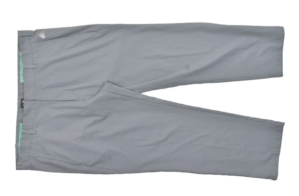 Adidas Golf Pants Men 40x30 Gray Flat Front Polyester Performance Breathable